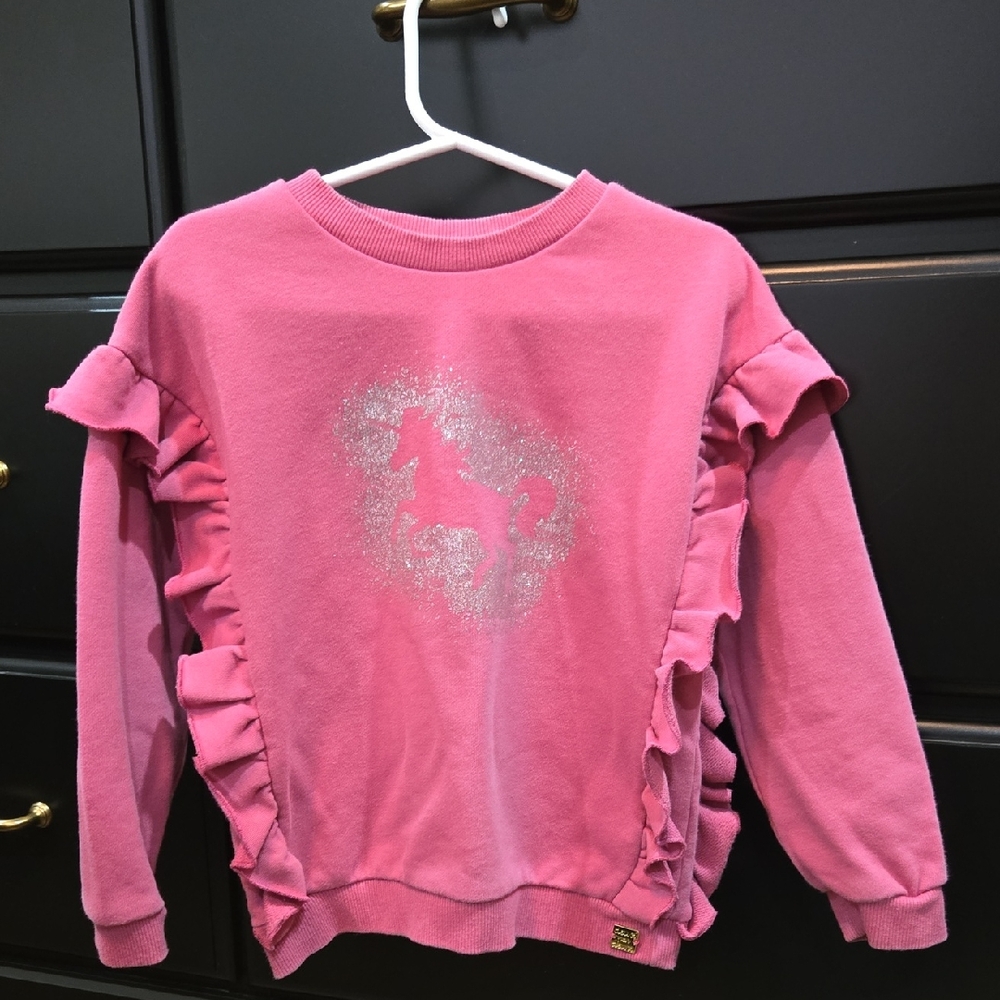 Deux par Deux Pink Glitter Unicorn Sweatshirt